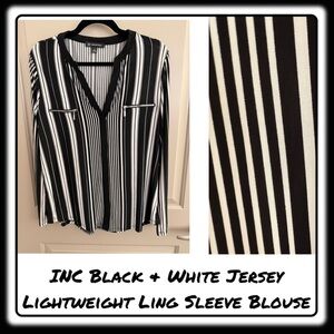 NWT INC Long Sleeve black & white vertical striped top. Size XL.
